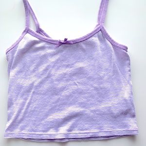 purple and white striped cami tank top